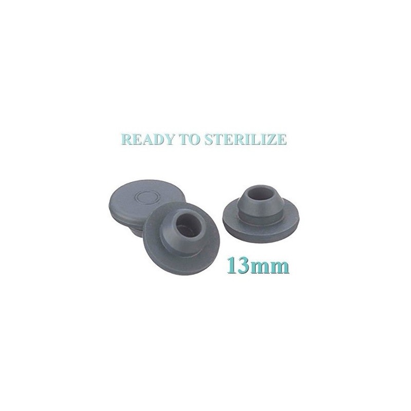 13mm Round Bottom Washed Ready to Sterilize Vial Stoppers, bag of 8,000