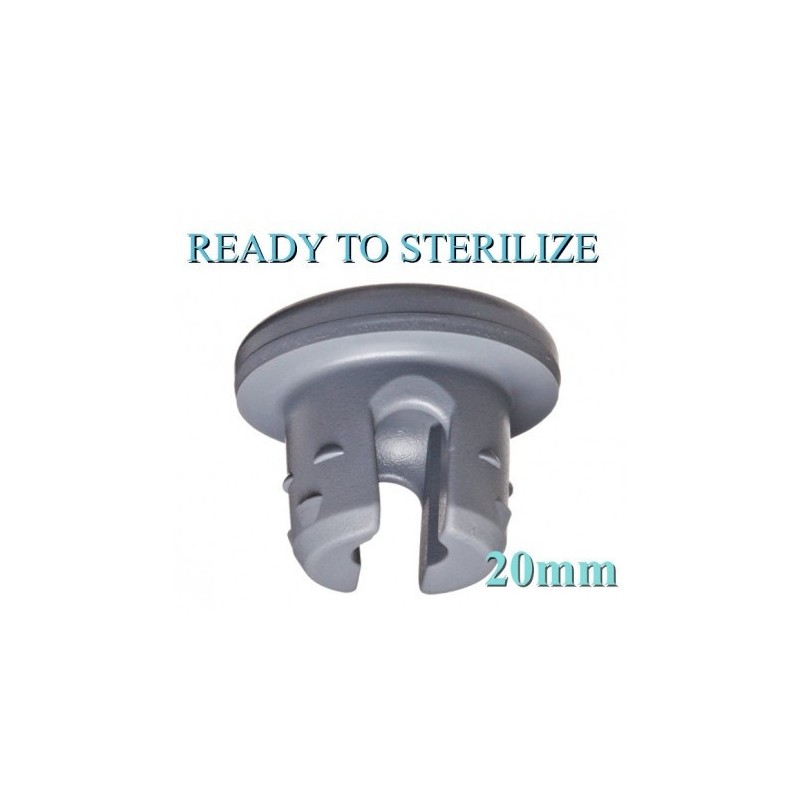 Ready to Sterilize 20mm vial stoppers, Lyophilization 2-Leg Style, Bag of 2,500 Pieces