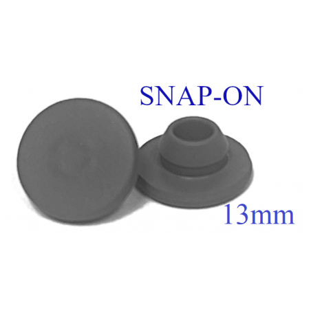 13mm SNAP ON Style Vial Stoppers, Chlorobutyl Rubber, Bag of 1,000 Pieces