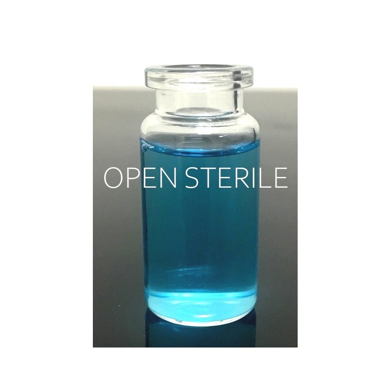 ISO 10R open sterile 10ml vials in nested tray configuration.