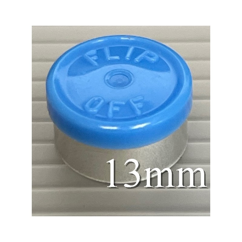 Light Blue 13mm Flip Off® Vial Seals, West Pharmaceutical, Bag of 1,000