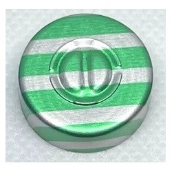 20mm Center Tear Out Unlined Aluminum Vial Seals, Green Stripe, Bag of 1000