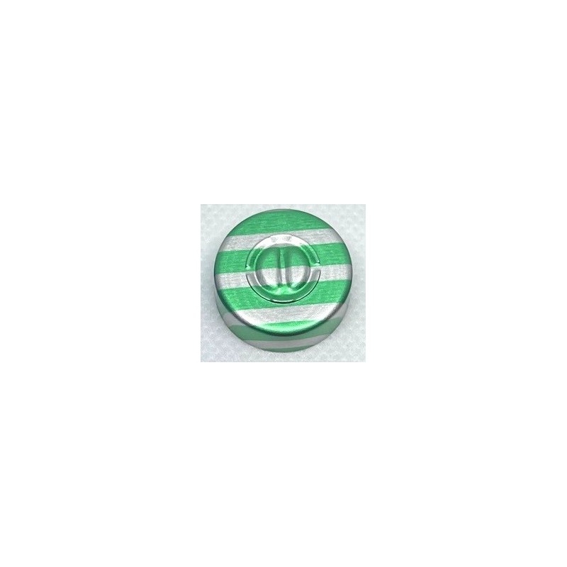 20mm Center Tear Out Unlined Aluminum Vial Seals, Green Stripe, Bag of 1000