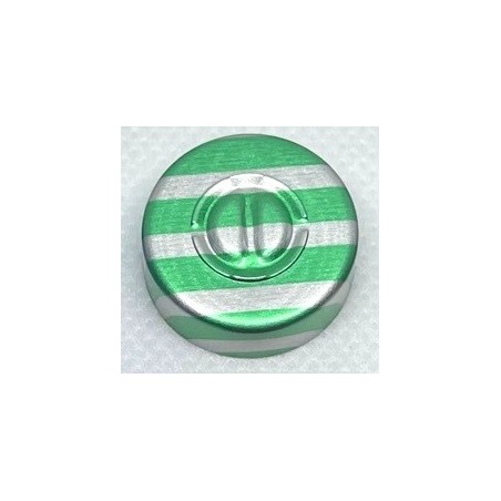 20mm Center Tear Out Unlined Aluminum Vial Seals, Green Stripe, Bag of 1000