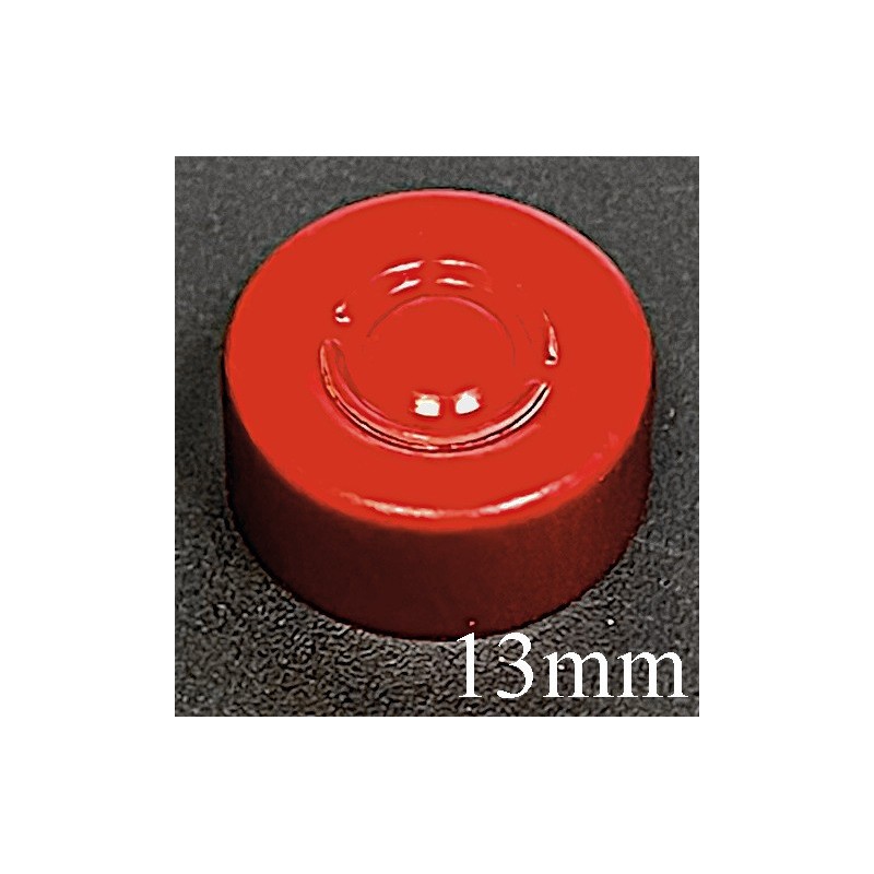 13mm Aluminum Center Tear Vial Seals, Red, Bag of 1,000