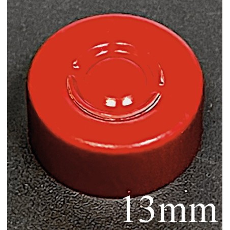 13mm Aluminum Center Tear Vial Seals, Red, Bag of 1,000