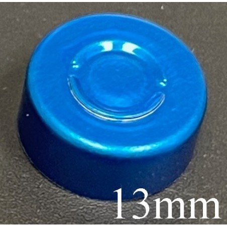 13mm Aluminum Center Tear Vial Seals, Sapphire Blue, Bag of 1,000