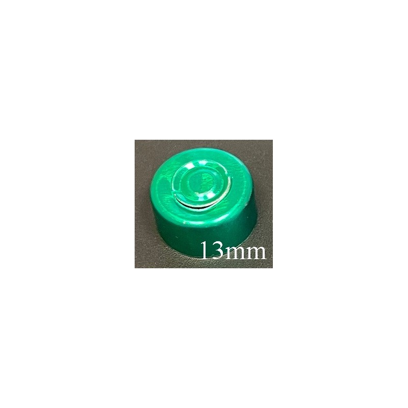 13mm Aluminum Center Tear Vial Seals, Green Color, Bag of 1,000