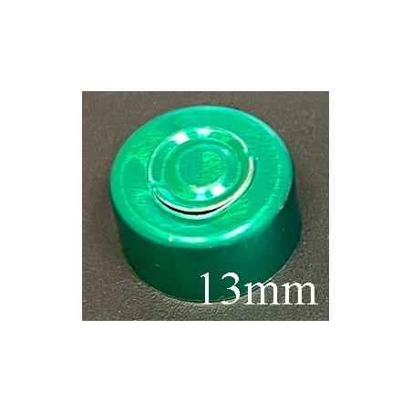 13mm Aluminum Center Tear Vial Seals, Green Color, Bag of 1,000