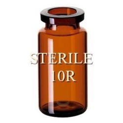 ISO 10R Amber Open Sterile Vials, 24x45mm, Nested Tray of 96 pieces