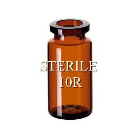 ISO 10R Amber Open Sterile Vials, 24x45mm, Nested Tray of 96 pieces