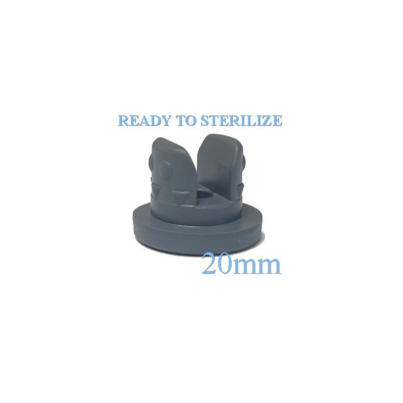 Ready to Sterilize 20mm vial stoppers, Lyophilization 2-Leg Style, Bag of 2,500 Pieces Ready to Sterilize 20mm vial stoppers, Lyophilization 2-Leg Style, Bag of 2,500 Pieces