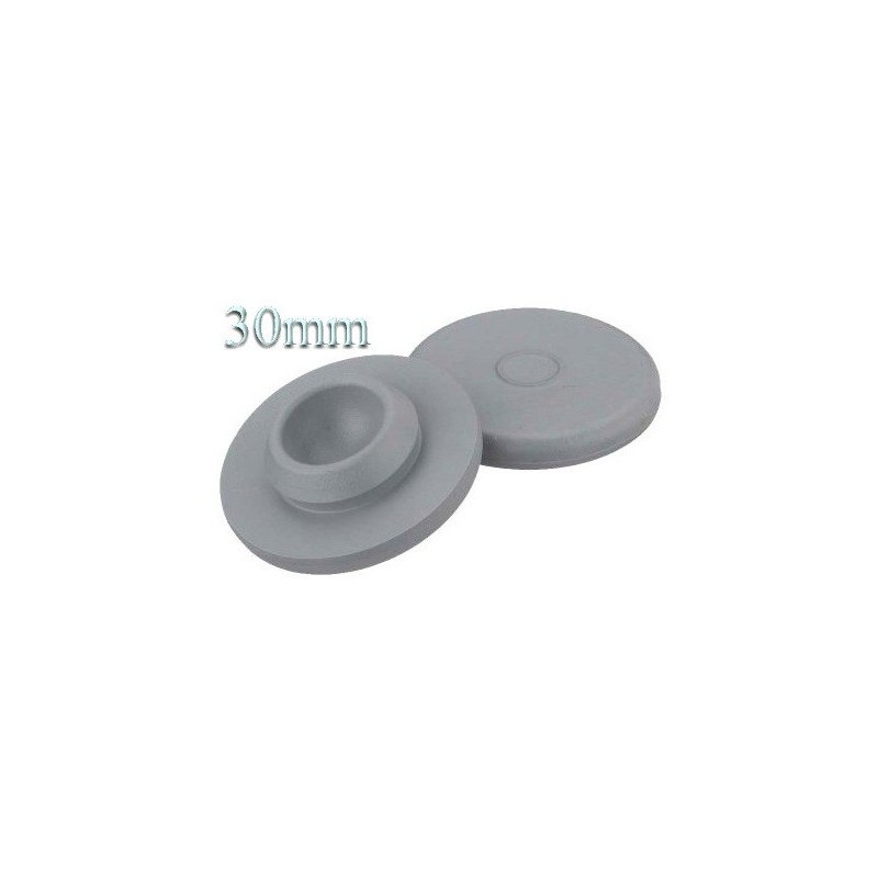 30mm Round Bottom Stopper, Gray Chlorobutyl Rubber, Pk 100