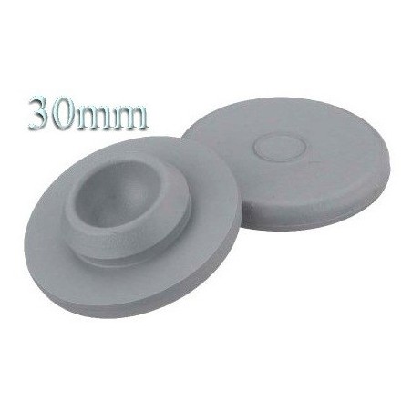 30mm Round Bottom Stopper, Gray Chlorobutyl Rubber, Pk 100