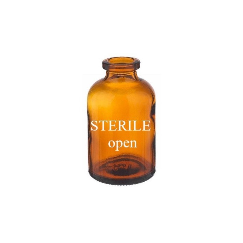 Sterile Open 30ml Vials, Amber Type 1 Glass, 37x66mm, Tray of 63