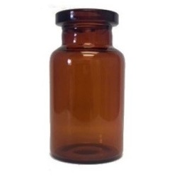 ISO 10R 10ml Amber Shorty Serum Vials, 24x45mm, tray of 165 pieces